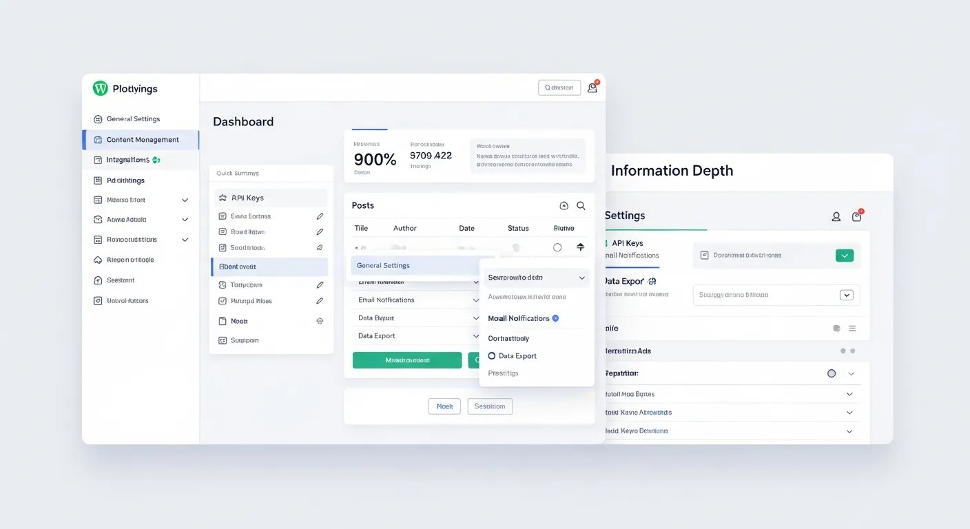 Navigation, grouping, and information depth